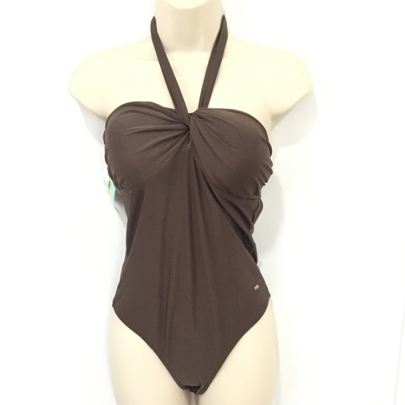 AGUA DOCE Chocolate Swimsuit Halter Medium Made in Brazil NEW - Picture 16 of 16